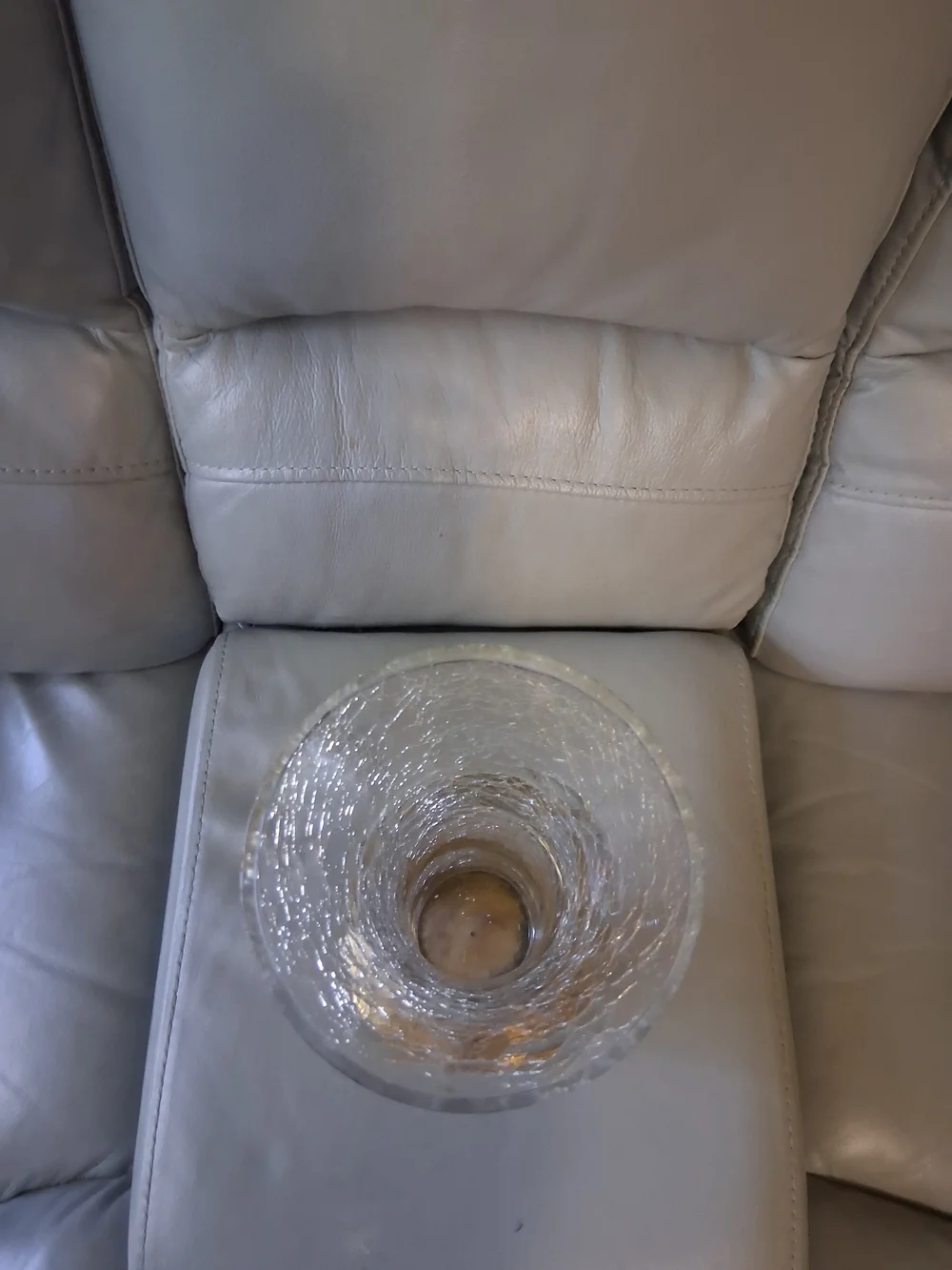 Vintage Brass & Crackled Glass Vase